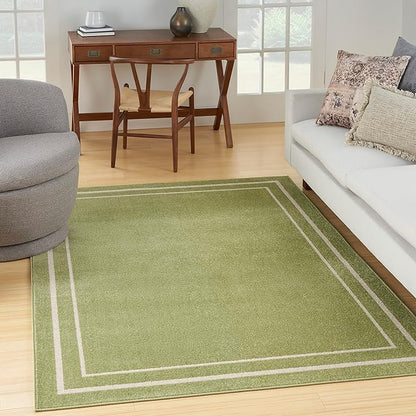 Nourison Home Nourison Essentials Green Ivory 6' x 9' Area Rug - Easy Clean, Non Shedding, Bed Room, Living Room, Dining Room, Kitchen (6' x 9')