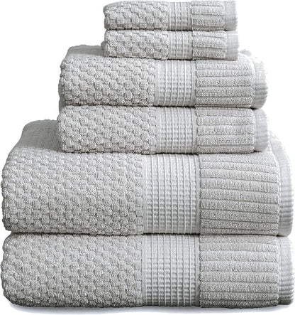 100% Cotton 6 Piece Bath Towel Set | Grey Towels | Oeko‑TEX Standard 100 | Soft & Absorbent, Quick‑Dry | Trinity Collection - Quiet Grey