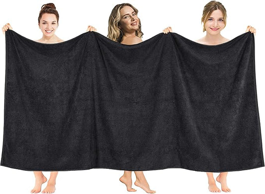 American Soft Linen 100% Cotton 600 GSM Turkish 40x80 Oversized Bath Towel Sheet, Extra Large Adult Towels for Bathroom, Black Bath Sheet