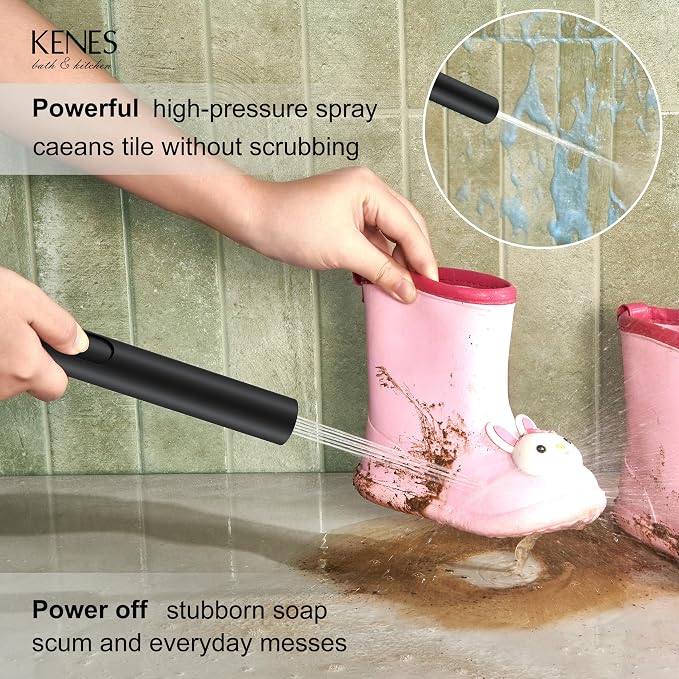 KENES Matte Black Square Rainfall Shower System Faucet Set with Handheld | Shower Faucet with 10-Inch Rain Shower Head, Square Shower System, Valve Included, Lead-Free cUPC & NSF Certified, Stainless