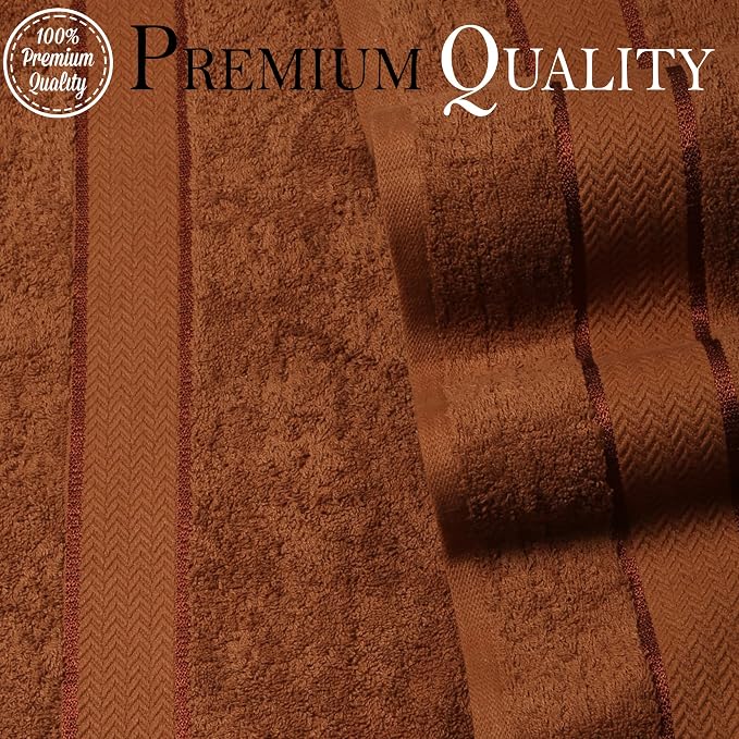 CRAFTBERRY- 6 Piece 100% Cotton Bath Towel Set -2 Bath 2 Hand 2 Face, Brown | 100% Cotton • Thick & Plush • Hotel Quality • Ultra Soft • Highly Absorbent • Quick Dry • Low Lint • Machine Washable