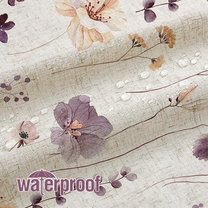 Plum Linen Watercolor Floral Fabric Shower Curtain, 72x72 | Linen Fabric, Modern Minimalist Floral Print, Machine Washable, Rustproof Grommets, for Bathroom Home