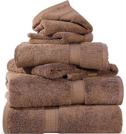 SUPERIOR Egyptian Cotton Ultra Plush & Absorbent, 6 Piece Set, Chocolate | Quick Dry, Soft Luxury Towel Set, Bath Essentials, Guest Bath, Spa, 2 Bath, 2 Hand, 2 Face Towels, Madeline Towels
