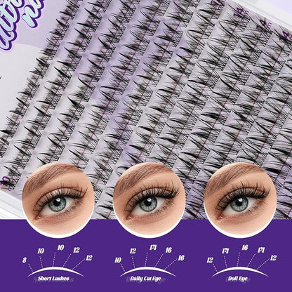 B&Q Natural Lash Clusters 04 - Cluster Eyelash Extensions, Pestañas Postizas Naturales Style Eyelashes Comfort Fit - Day-to-Night Natural Effect - Office & Date Ready For Effortless Beauty(8-16mix)