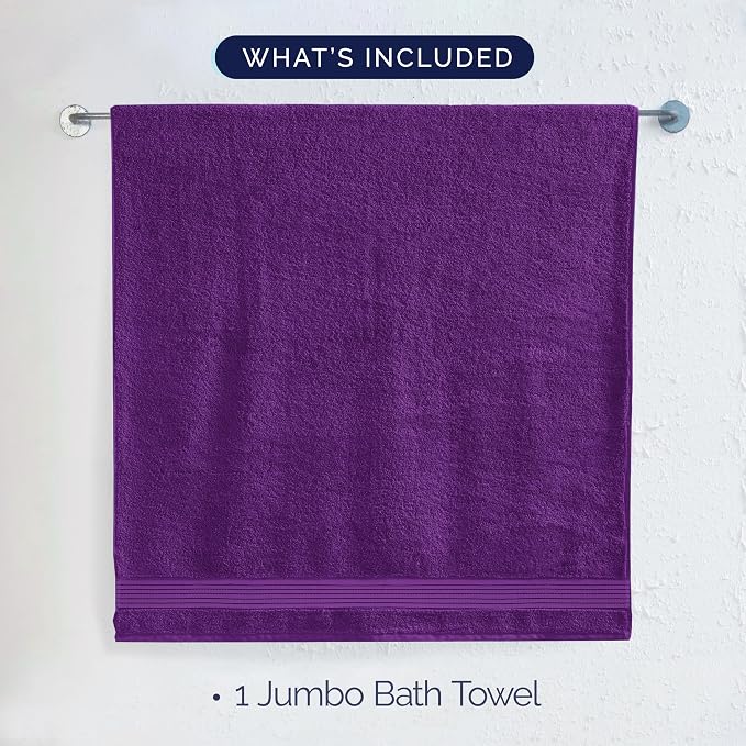 Elegant Comfort Premium Turkish Cotton 1 Piece Jumbo Bath Towel - 35 x 70 inch, Luxurious Hotel Spa Quality 100% Turkish Cotton Large Bath Towel - Highly Absorbent - Soft Bathroom Towel, Purple
