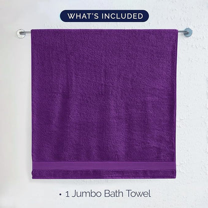 Elegant Comfort Premium Turkish Cotton 1 Piece Jumbo Bath Towel - 35 x 70 inch, Luxurious Hotel Spa Quality 100% Turkish Cotton Large Bath Towel - Highly Absorbent - Soft Bathroom Towel, Purple