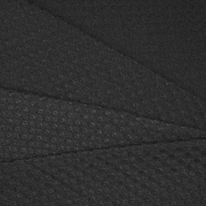 River Dream Cotton Blend Fabric Shower Curtain Set with Liner, Black, 54x80 | Waffle Weave, No Hook Needed, with Snap in Replacement Liner, Top Sheer Window, Hotel Quality Fabric for Bathroom
