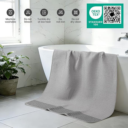 MICROFI New Microfiber Waffle Bath Towels, 2 Pieces, Soft, Absorbent, Fast Drying, Lint Free 430 GSM (30''x60''/76cm x 152cm)