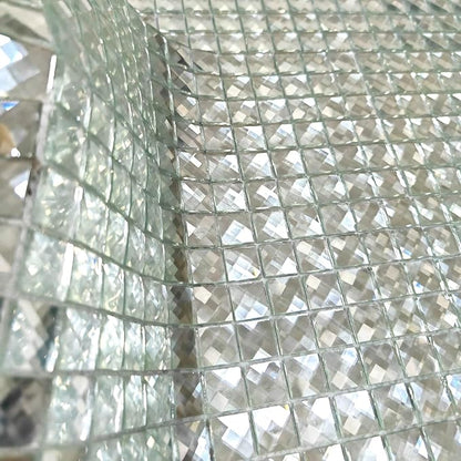 Mirror Tiles Silver Bathroom Wall Sheets Crystal Diamond Mosaic Tile Backsplash Kitchen Bevel Glass Subway Home Improvement Materials [Pack of 11PCS(12x12x0.16 Inches/Each)]