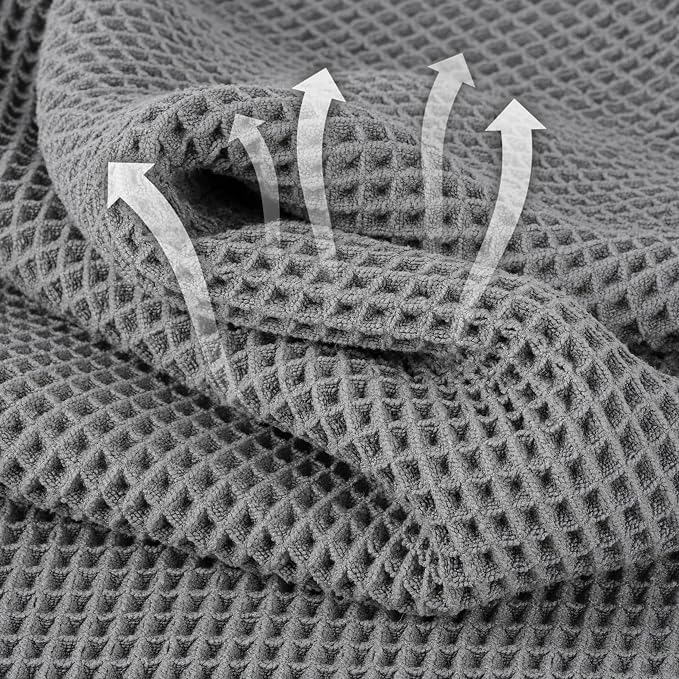 MICROFI New Microfiber Waffle Bath Towels, 2 Pieces, Oversized, Soft, Absorbent, Fast Drying, Lint Free 430 GSM (30''x60''/76cm x 152cm)
