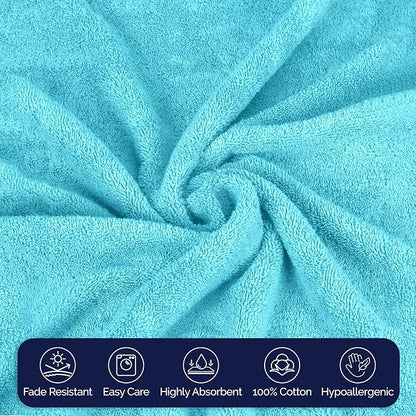 Elegant Comfort Premium Cotton 6-Piece Towel Set, Includes 2 Washcloths, 2 Hand Towels and 2 Bath Towels, 100% Turkish Cotton - Highly Absorbent and Super Soft Towels for Bathroom, Aqua