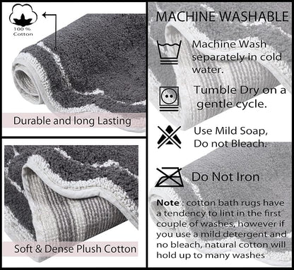 Home Weavers Allure Collection 100% Cotton Tufted Bathroom Rug, Soft and Absorbent Bath Rugs, Non-Slip Bath Carpet, Machine Wash Dry Bath Mats for Bathroom Floor, 17"x24" Bath Rug, Dark Gray