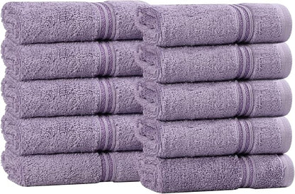 Superior Egyptian Cotton 10-Piece Face Towel Set , Small Towels For Facial, Spa, Quick Dry, Absorbent Towels, Bathroom Accessories, Guest Bath, Home Essentials, Washcloth, Airbnb, Royal Purple