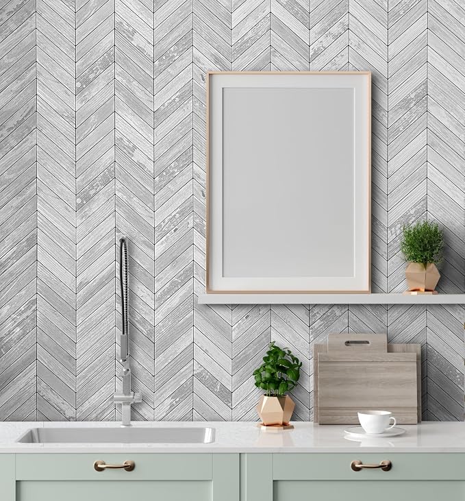 DICOFUN 10-Sheet White Wood Peel and Stick Backsplash, Vintage PVC Stick on Backsplash Wall Tiles for Kitchen and Bathroom