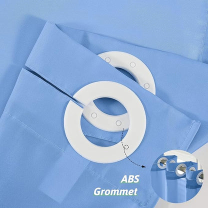 Furlinic Blue Extra Long No Hook Shower Curtain 84 Length,Waterproof Fabric Shower Curtains for Bathroom,Hotel Grade with 10 Plastic Grommets,Machine Washable,72x84 Inch