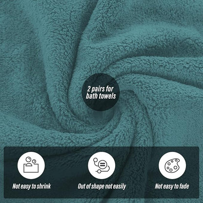 MOONQUEEN 2 Pack Premium Bath Towel Set - Quick Drying - Microfiber Coral Velvet Highly Absorbent Towels - Multipurpose Use as Bath Fitness, Bathroom, Shower, Sports, Yoga Towel (Teal)