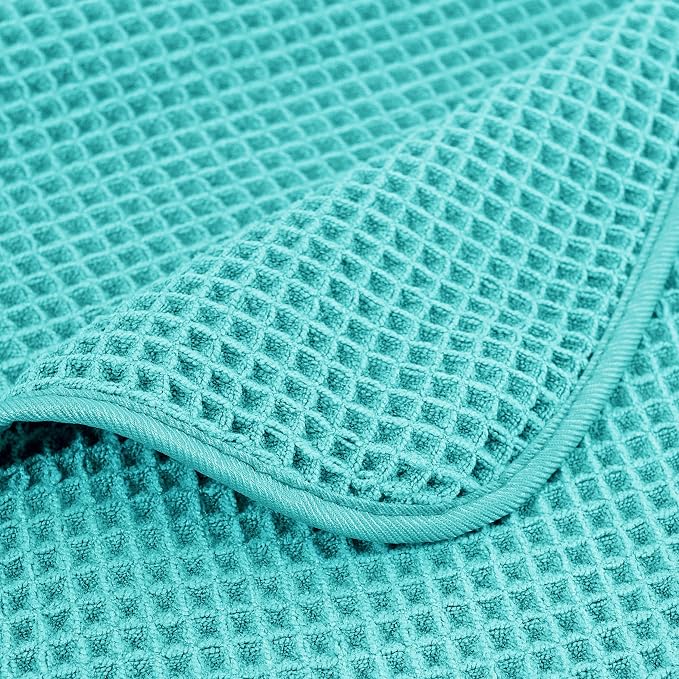 POLYTE 430 GSM Poly Blend Microfiber Quick Dry Waffle Bath Towel, 30x60 in | 4 Pack, Oversize, Lint Free, Body Towel