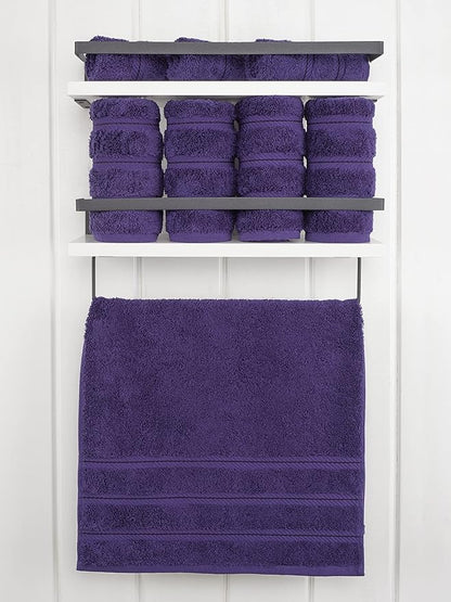 American Soft Linen Luxury Hand Towels for Bathroom, 600 GSM Heawy Weight 16x28 Size 100% Cotton Turkish 4 Piece Hand Face Towel Set, Purple Hand Towels