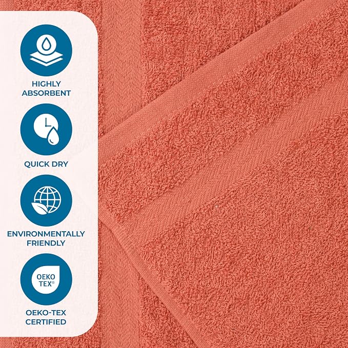 Superior 2-Piece Cotton Bath Sheet Set, Large Towels for Body, Quick Dry, Bathroom Essentials, Guest/Master Bath, Shower, Home Accessories, Apartment, Airbnb, Franklin Collection, Coral