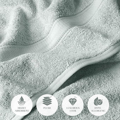 SUPERIOR Egyptian Cotton Ultra Plush & Absorbent, 3 Piece Set, Sea Foam | Quick Dry, Soft Luxury Towel Set, Bath Essentials, Guest Bath, Spa, 1 Bath, 1 Hand, 1 Face Towels, Madeline Towels