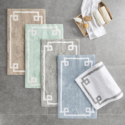 Madison Park Evan 100% Cotton Bath Rug Plush Absorbent, 24" x 40", Taupe | Non-slip Backing, OEKO TEX, Luxurious Tufted Plush Bath Mat for Bathroom, Quick Dry, Spa Design Decorative for Shower Room