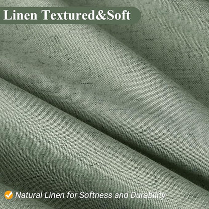 Light Sage Linen Shower Curtain, Country Boho Farmhouse Bath Decor Shower Curtains Neutral Cloth Weighted Textured Fabric Bath Curtain Liner with Hooks, 72x78