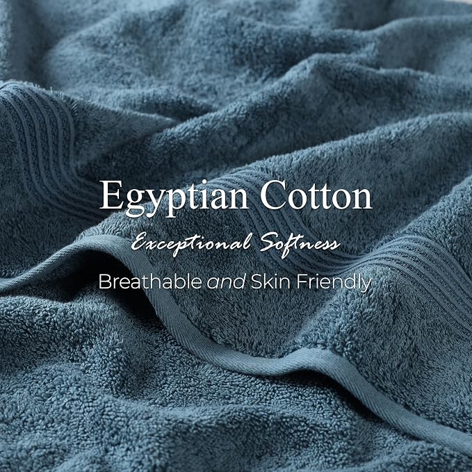 Superior Egyptian Cotton 8-Piece Hand Towel Set, Towel Basics For Quick Dry, Absorbent Small Towels, Facial, Spa, Kitchen, Bathroom Essentials, Apartment, Guest Bath, Soft, Washcloth, Sapphire