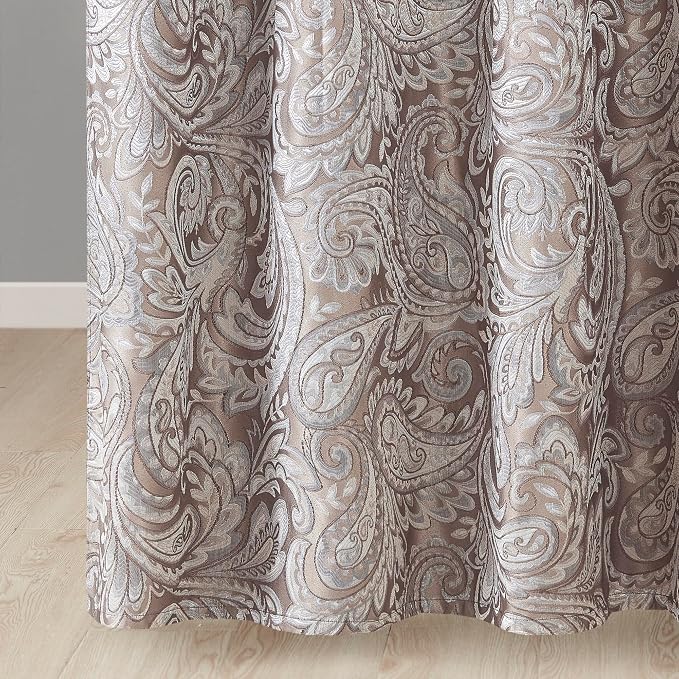 Madison Park Aubrey Shower Curtain for Bathroom, 72 x 72, Blue/Brown | Microfiber, Adds Privacy, Machine Washable, Striped Pattern, Jacquard, OEKO-TEX Certified
