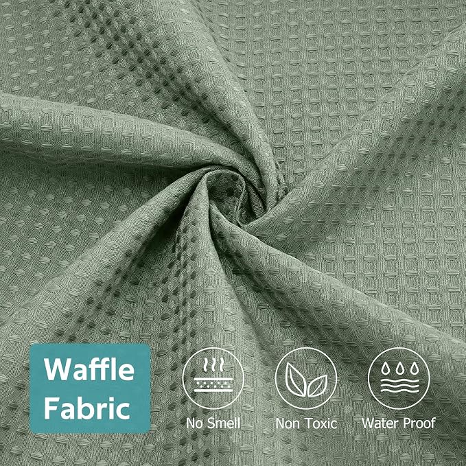 3 in 1 Shower Curtain Set, Waffle Shower Curtain and Liner Set with 12 Double Sided Shower Curtain Hooks, 258GSM Luxury Weighted Cloth Shower Curtains for Bathroom, 72 W x 84 H, Sage Green