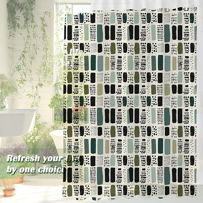 Boho Sage Green Shower Curtain for Bathroom,72x84 Extra Long Bohemian Green Checkered Shower Curtains,Funny Sage Geometric Bathroom Decor Accessories