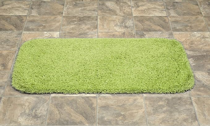 Garland Rug Jazz Nylon Washable 24 in. x 40 in. Lime Green Bath Rug Soft, Absorbent, and Stylish for Your Bathroom