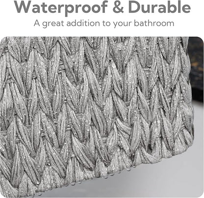 GRANNY SAYS Wicker Baskets for Organizing, Storage Baskets for Shelves, Small Baskets for Counter, Waterproof Storage Basket with Handles, Gray, 3-Pack