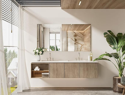 TETOTE 60" x 30" Frameless Vanity Mirrors, Rectangle Bathroom Mirror for Wall with Shatterproof Tempered Glass for Bedroom, Living Room, Entryway, Gym, Vertically/Horizontally