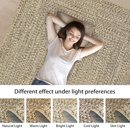 Printed Washable Rugs 4x6 Rug for Living Room Modern Rug Non Slip Small Bedroom Rug Soft Faux Wool Low Pile Stain Resistant Carpet for Entrance Office Nursery Dining Room 4'x6' Beige/Grey