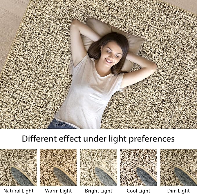 Printed Washable 3x5 Rug Modern Non Slip Entryway Rug Small Living Room Rug Braided Soft Throw Rugs Low Pile Stain Resistant Carpet for Office Bedroom Nursery Dining Room 3'x5' Beige/Grey