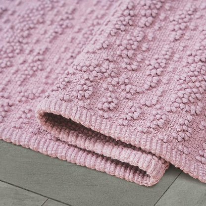 French Connection Nellore Bath Rugs, Woven and Beaded Bath Mats, Durable and Thick Bath Mats for Bathroom and Shower Rugs, 20" x 64", Light Purple