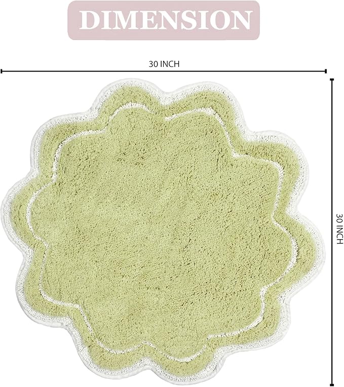Home Weavers Allure Collection 100% Cotton Tufted Round Shape Bathroom Rug, Soft and Absorbent Bath Rugs, Non-Slip Bath Carpet, Machine Wash Dry Bath Mats for Bathroom Floor, 30" Round, Green