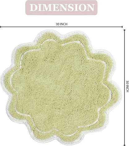 Home Weavers Allure Collection 100% Cotton Tufted Round Shape Bathroom Rug, Soft and Absorbent Bath Rugs, Non-Slip Bath Carpet, Machine Wash Dry Bath Mats for Bathroom Floor, 30" Round, Green