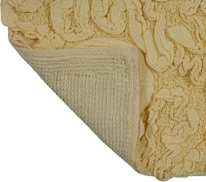 Home Weavers Bell Flower Toilet Tank Lid Cover – 10"x22", 100% Cotton, Tufted, Soft & Absorbent, Non-Slip, Machine Washable Bathroom Décor, Yellow
