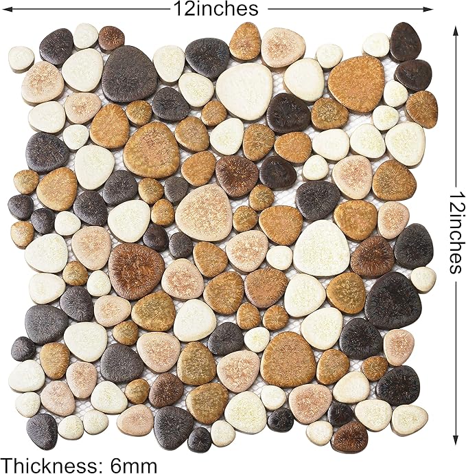 Yellowstone Matte Pebbles Mosaic Tile for Shower Floor Bathroom Floor Tiles Non Slip [5 Sheets]