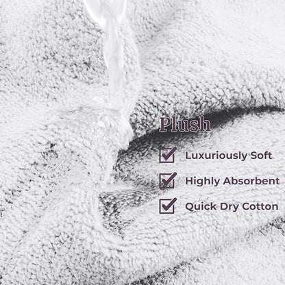 Lavish Home Bathroom Towels Set, Bathroom Accessories, White, Set of 6 | Includes 2 Bath Sheets, 2 Hand Towels, and 2 Wash Cloths, Soft 525 GSM 100% Cotton Set for Shower, Gym, Dorm, and Spa