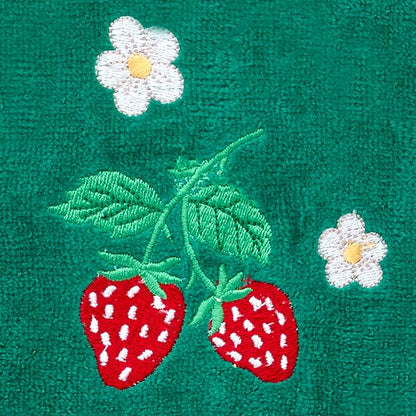 SKL Home Strawberry Vine Hand Towel Set-2pc, 100% Cotton, Green | Soft & decorative velour with embroidery. For use in the bathroom, kitchen, bar or any sink space.