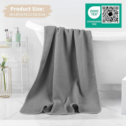 MICROFI New Microfiber Waffle Bath Towels, 2 Pieces, Soft, Absorbent, Fast Drying, Lint Free 430 GSM (30''x60''/76cm x 152cm)