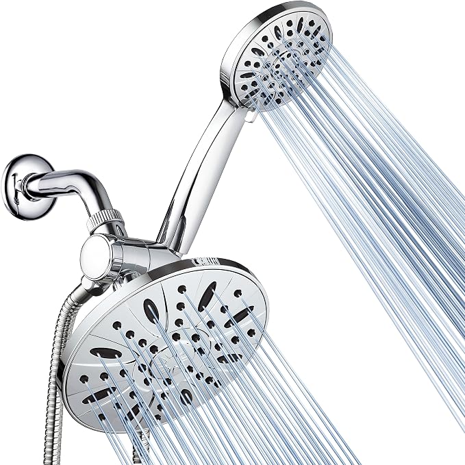 AquaDance 7" Premium High Pressure 3-way Rain & Handheld Shower Head Combo | Enjoy Luxury 7-inch Showerhead & 6-mode Hand Shower Separately or Together! Premium Stainless Steel Hose - Chrome