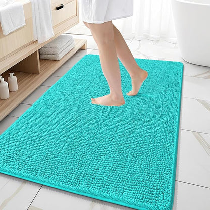 OLANLY Large Bathroom Rugs 59x35, Extra Soft Absorbent Chenille Bath Rugs | Teal, Quick-Drying Rubber Backing, Machine Washable Bath Mat for Bathroom Floor, Tub and Shower, Home Decor Accessories
