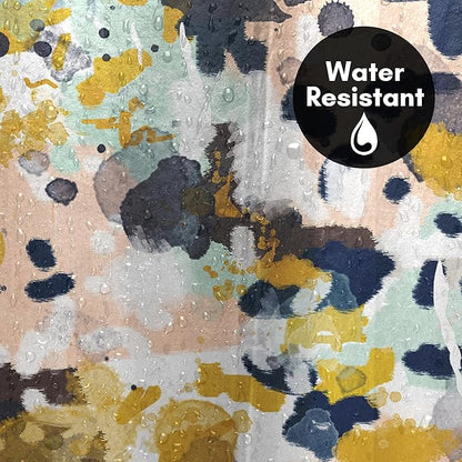 Americanflat 71x74 Abstract Shower Curtain - Water-Resistant Long Shower Curtain with Metal Grommets and 12 Hooks - 100% Polyester - Navy Blue, Yellow, Blush Pink, Mint Green, Charcoal and White