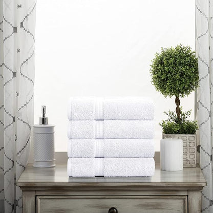 SUPERIOR Egyptian Cotton Plush & Absorbent, Hand Towel Set of 4, White | Quick Dry, Soft Luxury Towel Set, Bath Essentials for Bathroom, Guest Bath, Spa, 4 Piece Set, Madeline Towels
