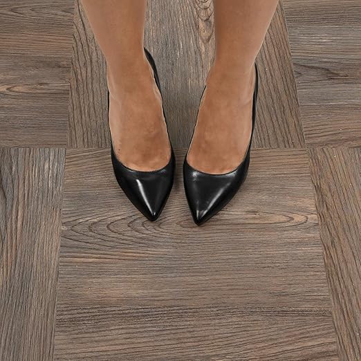 FloorPops FP3323 Knotting Hill Peel & Stick Floor Tiles, Brown (Pack of 6)