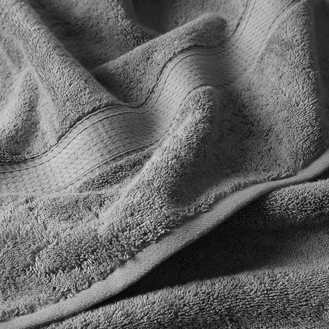 Superior Egyptian Cotton Plush & Absorbent, Bath Towel Set of 4, Charcoal | Quick Dry, Soft Luxury Towel Set, Bath Essentials for Bathroom, Guest Bath, Spa, 4 Piece Bath, Madeline Towels