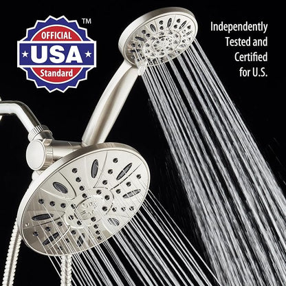 AquaDance 7" Premium High Pressure 3-way Rain & Handheld Shower Head Combo | Enjoy Luxury 7-inch Showerhead & 6-mode Hand Shower Separately or Together! Premium Stainless Steel Hose - Nickel